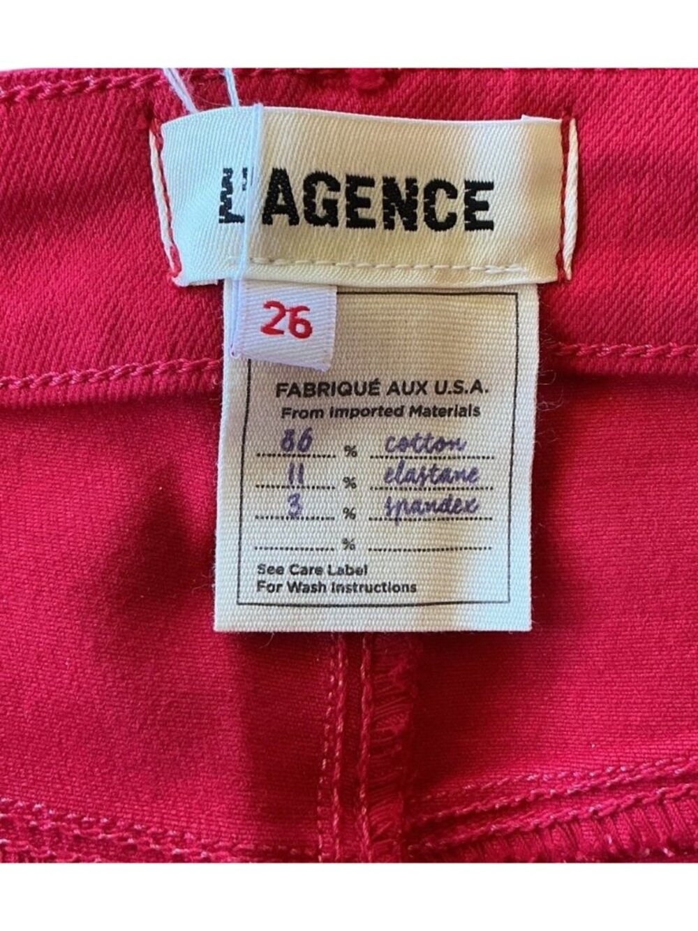 L'AGENCE Marty Coated Flare Jeans Tango Red High Rise Denim Size 26 New - Picture 12 of 14